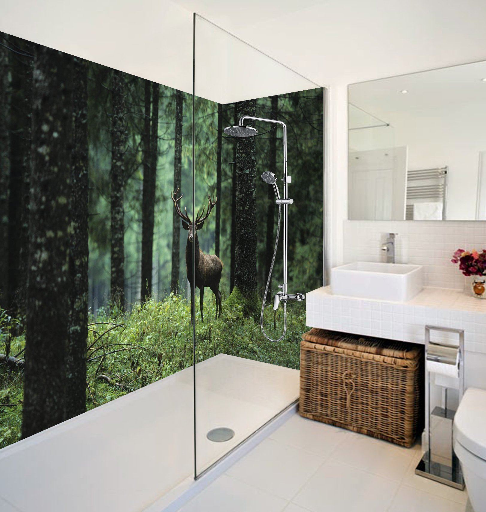 3D Forest Deer 73 Bathroom Wallpaper Wallpaper AJ Wallpaper 