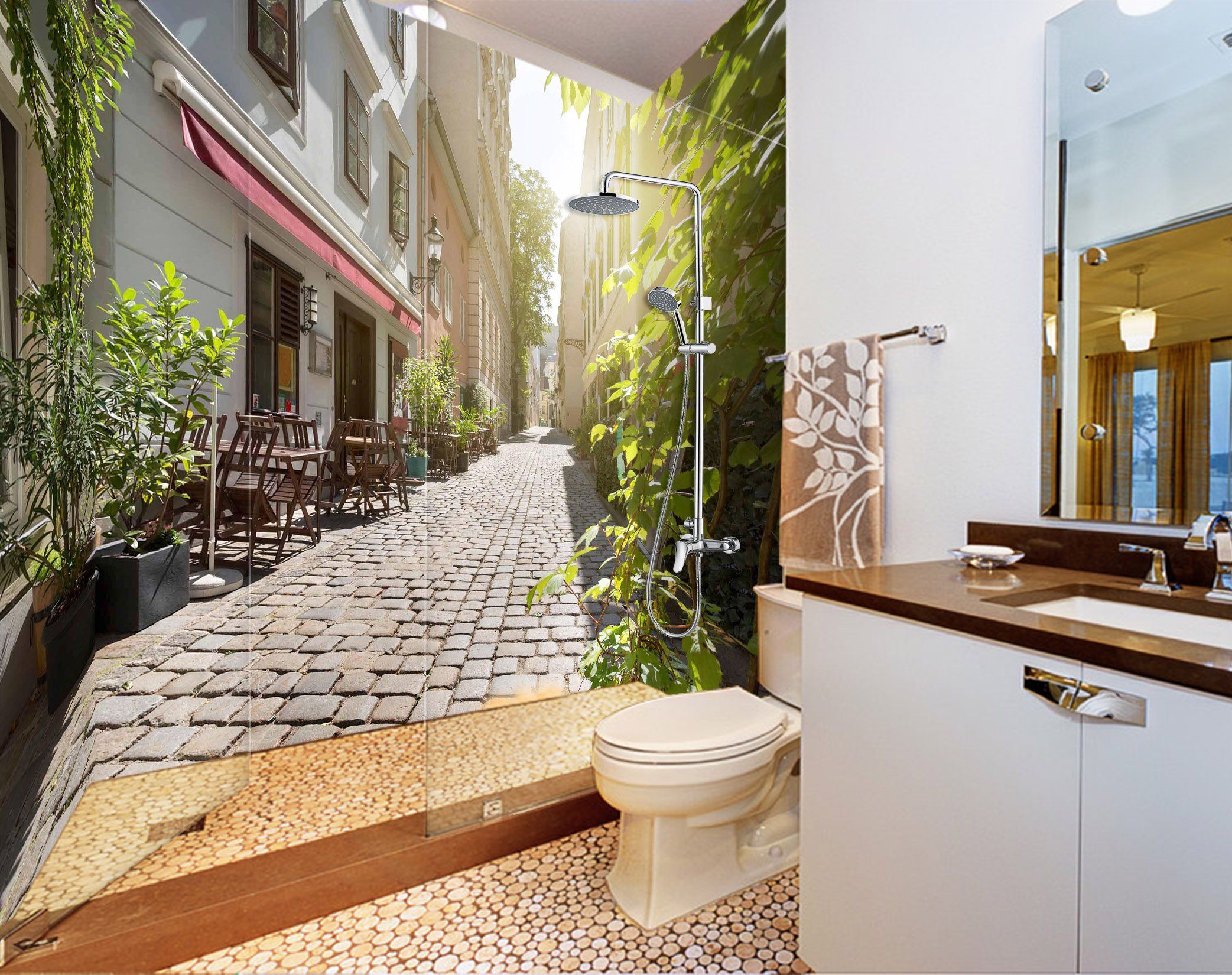 3D City Alley 83 Bathroom Wallpaper Wallpaper AJ Wallpaper