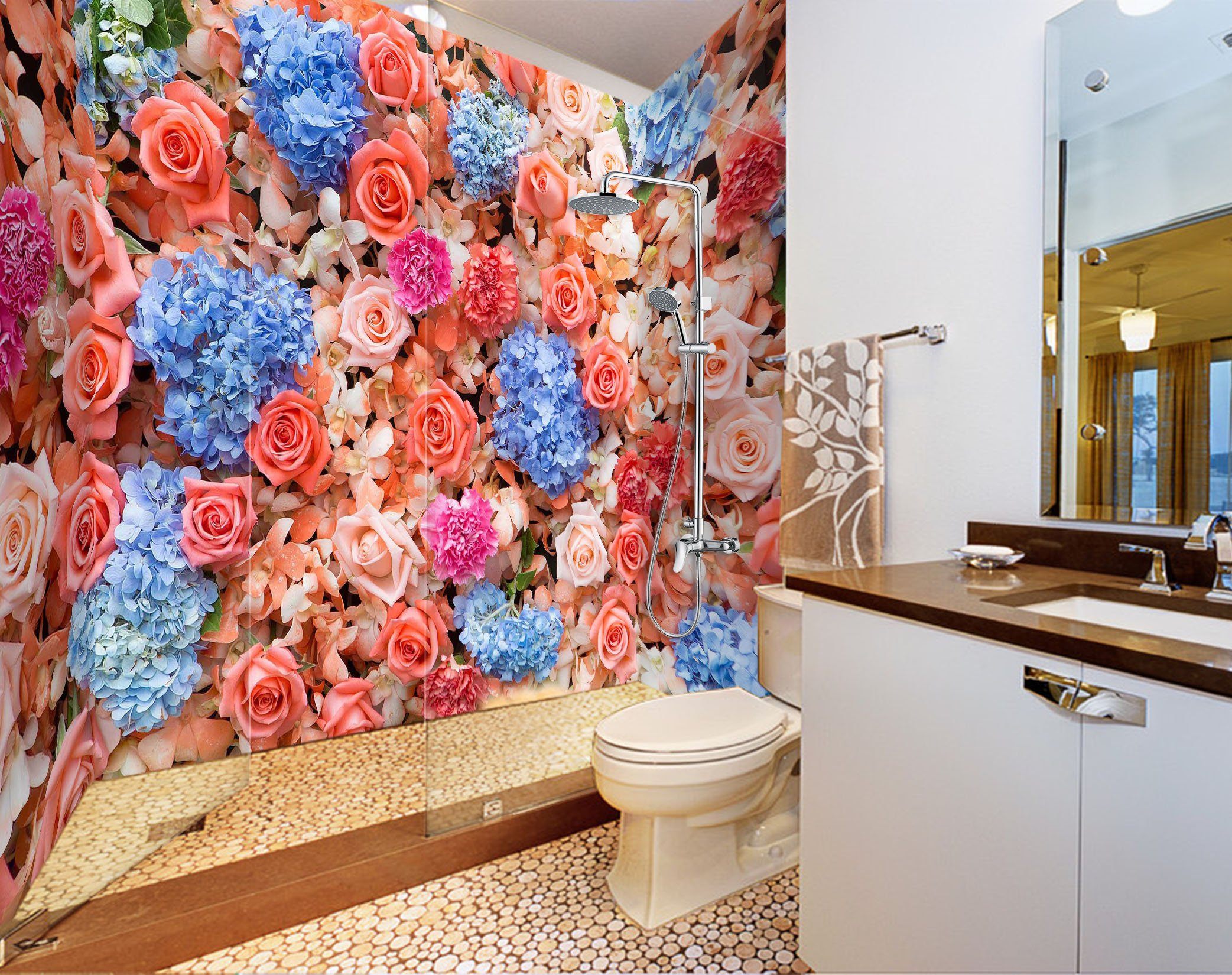 3D Colorful Flowers 60 Bathroom Wallpaper Wallpaper AJ Wallpaper