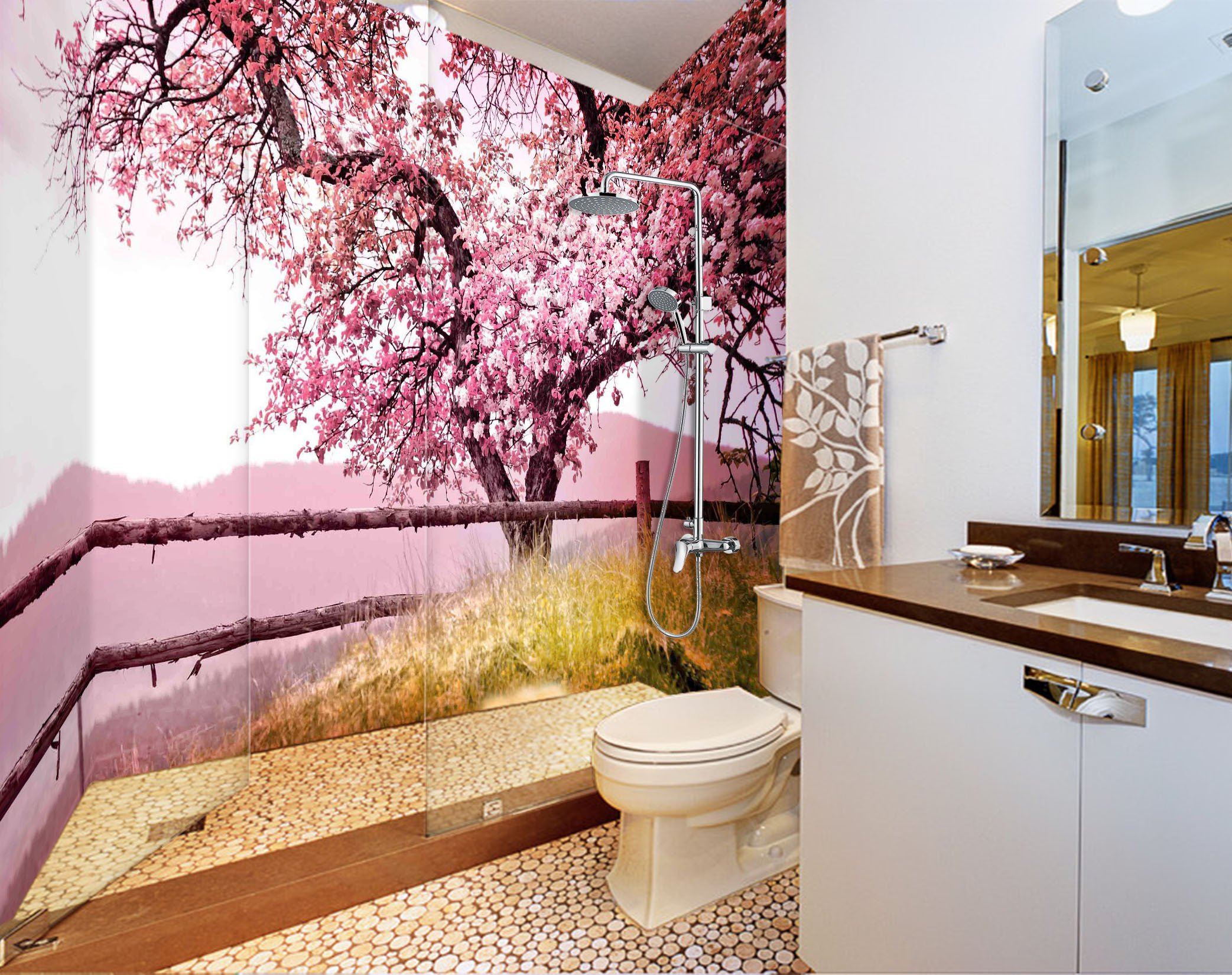 3D Flowering Tree 80 Bathroom Wallpaper Wallpaper AJ Wallpaper 