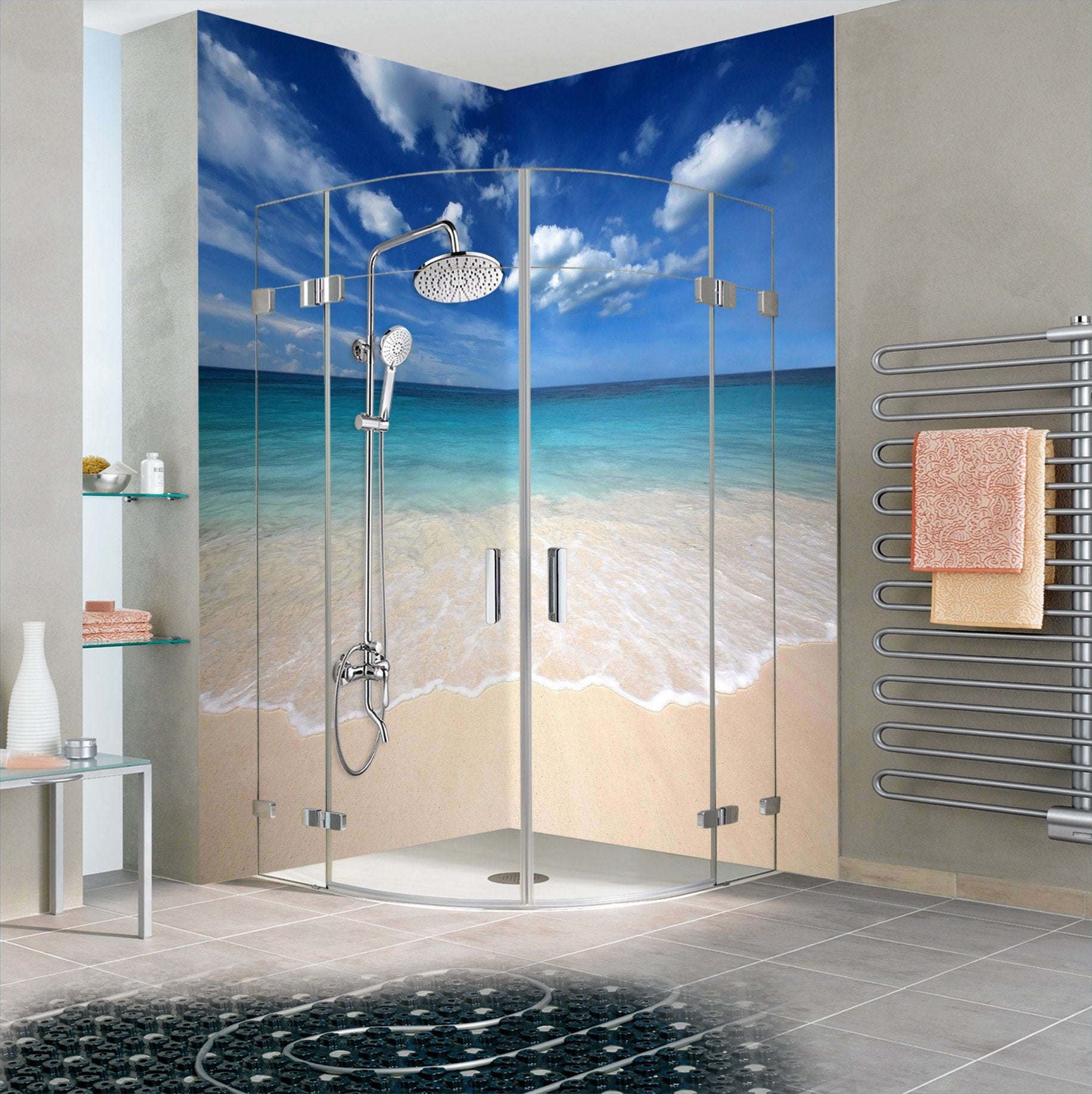 3D Blue Sea White Clouds 87 Bathroom Wallpaper Wallpaper AJ Wallpaper 