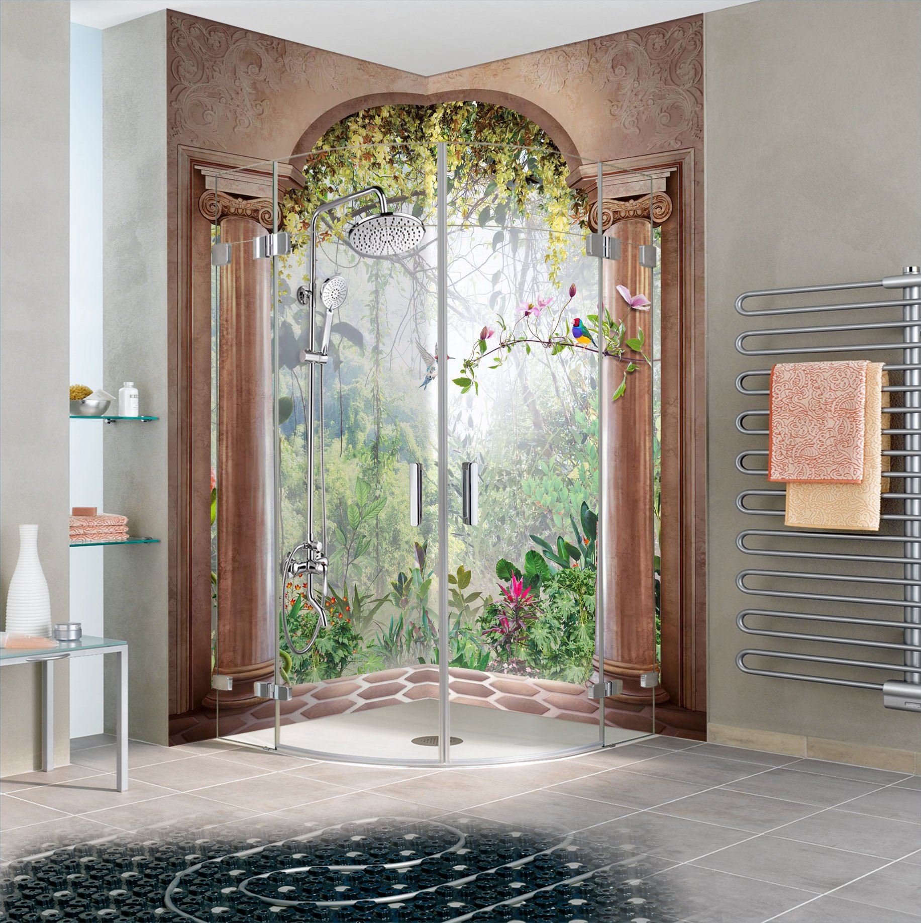 3D Forest Pavilion 54 Bathroom Wallpaper Wallpaper AJ Wallpaper 