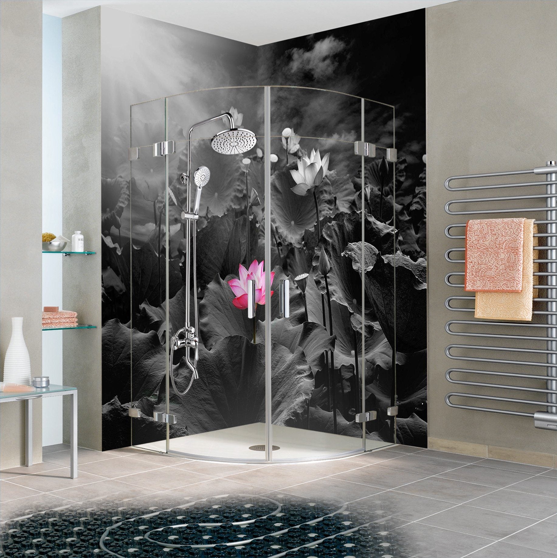 3D Lotus Flowers 48 Bathroom Wallpaper Wallpaper AJ Wallpaper