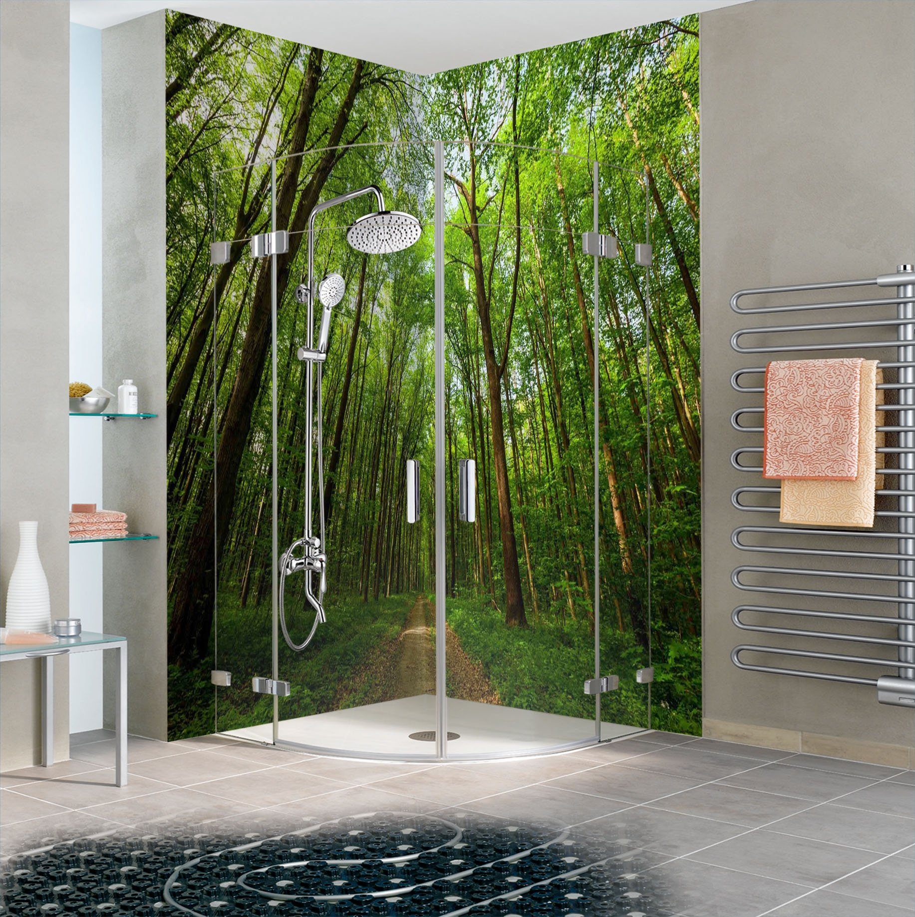 3D Green Forest Path 46 Bathroom Wallpaper Wallpaper AJ Wallpaper
