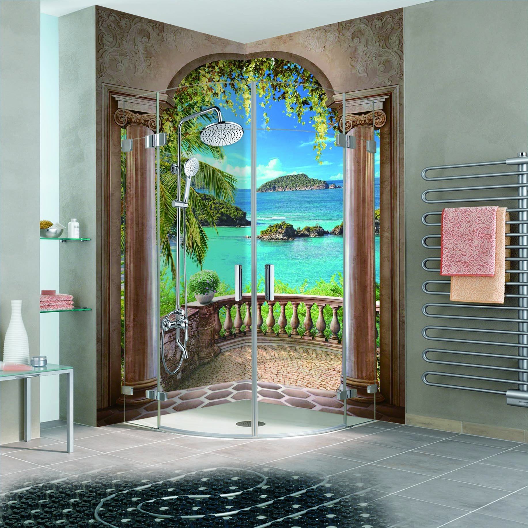 3D Corridor Sea Scenery 58 Bathroom Wallpaper Wallpaper AJ Wallpaper