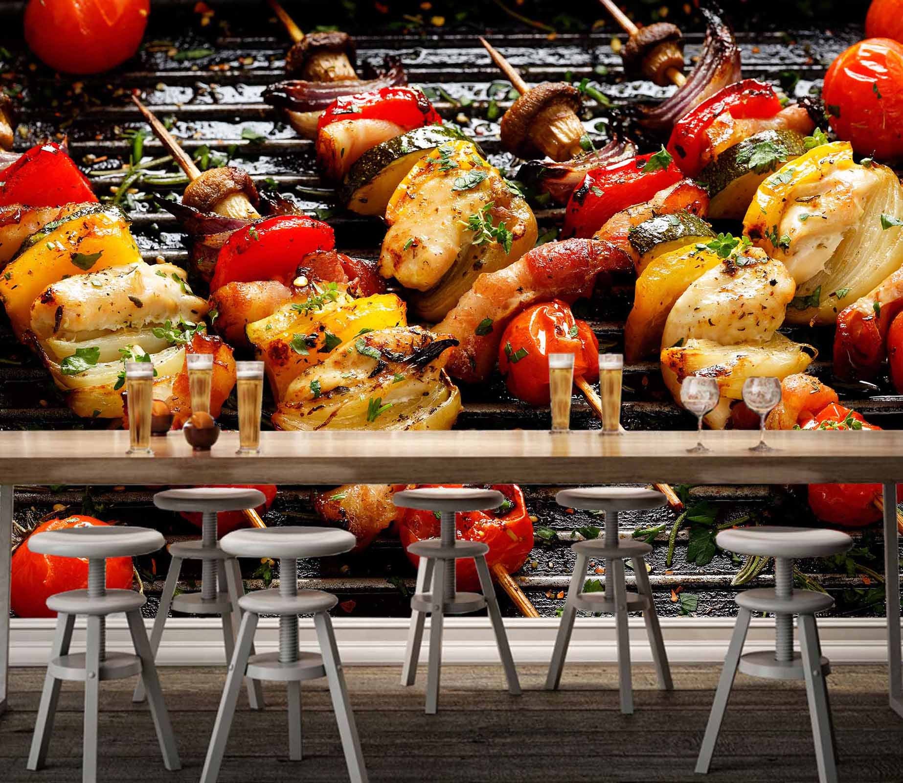 3D Grill Kebab Shop BBQ 305 Wall Mural Wall Murals Commercial