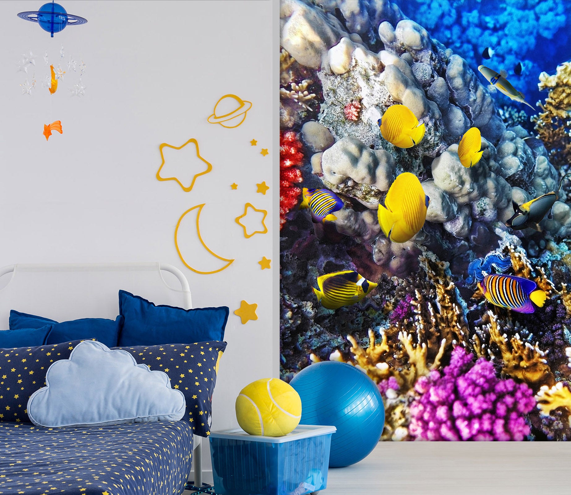 3D Yellow Fish 2098 Wall Mural Wall Murals