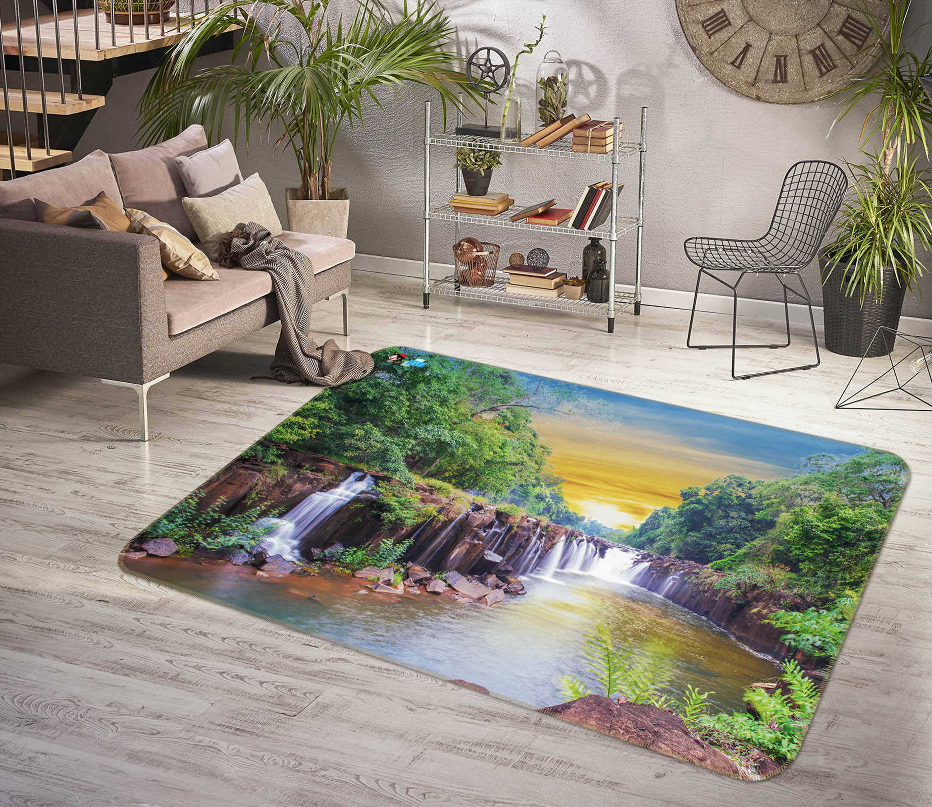 3D Beautiful Waterfall 3006 Rug Non Slip Rug Mat
