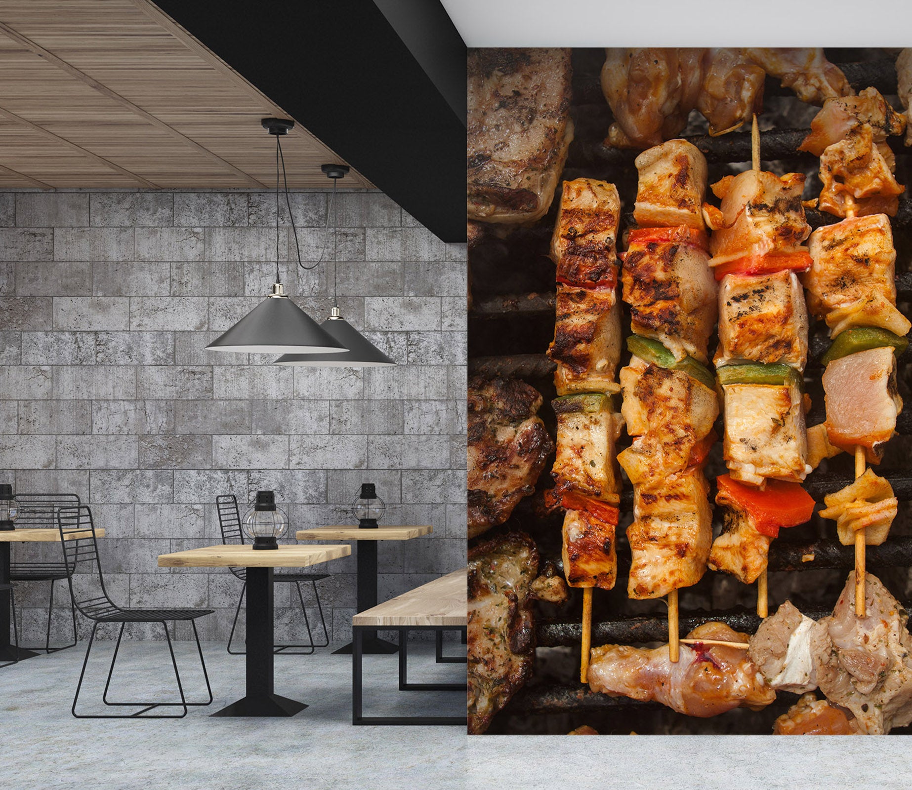 3D Grill Kebab Shop BBQ 255 Wall Mural Wall Murals Commercial