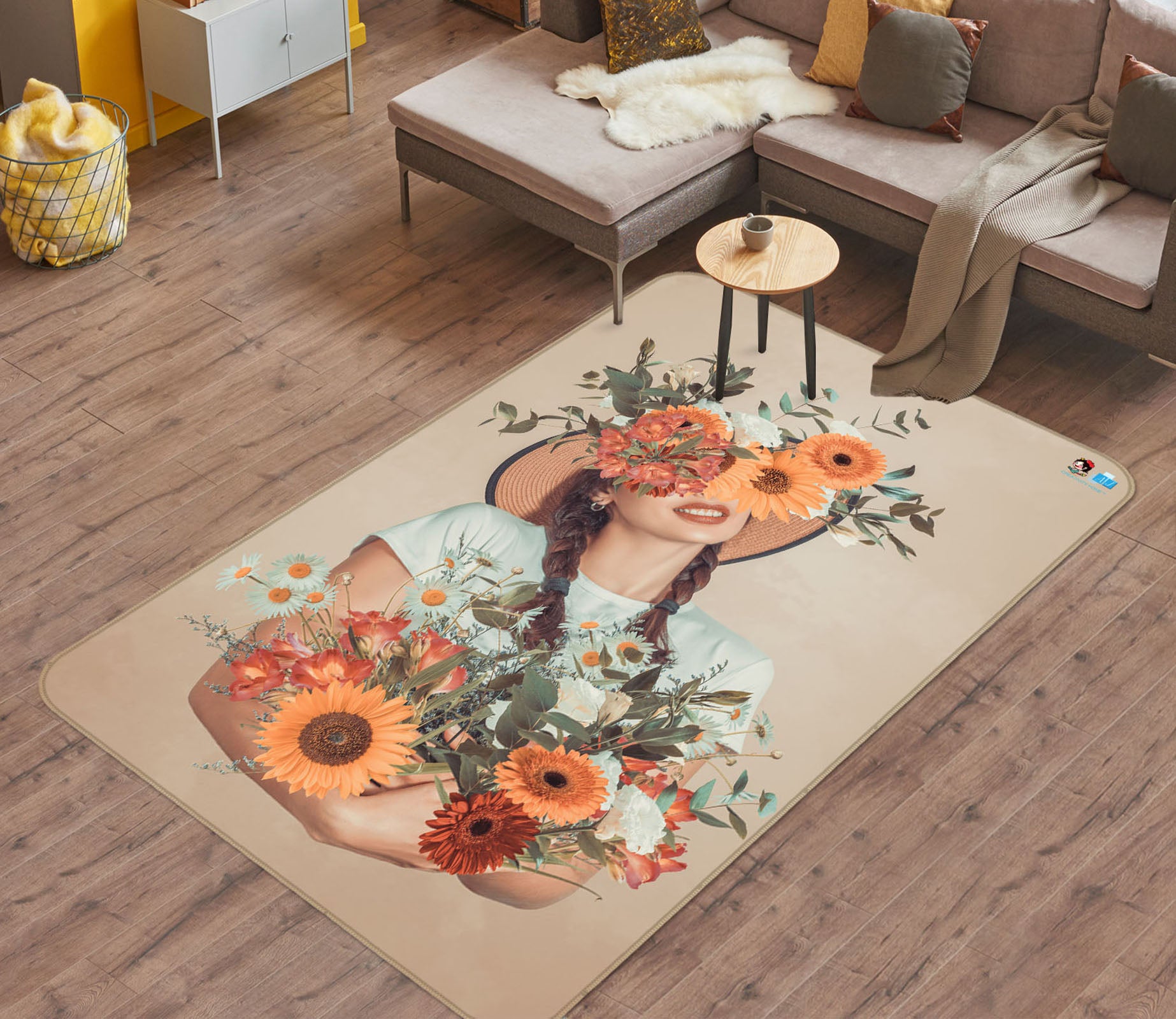 3D Flower Girl 3099 Rug Non Slip Rug Mat