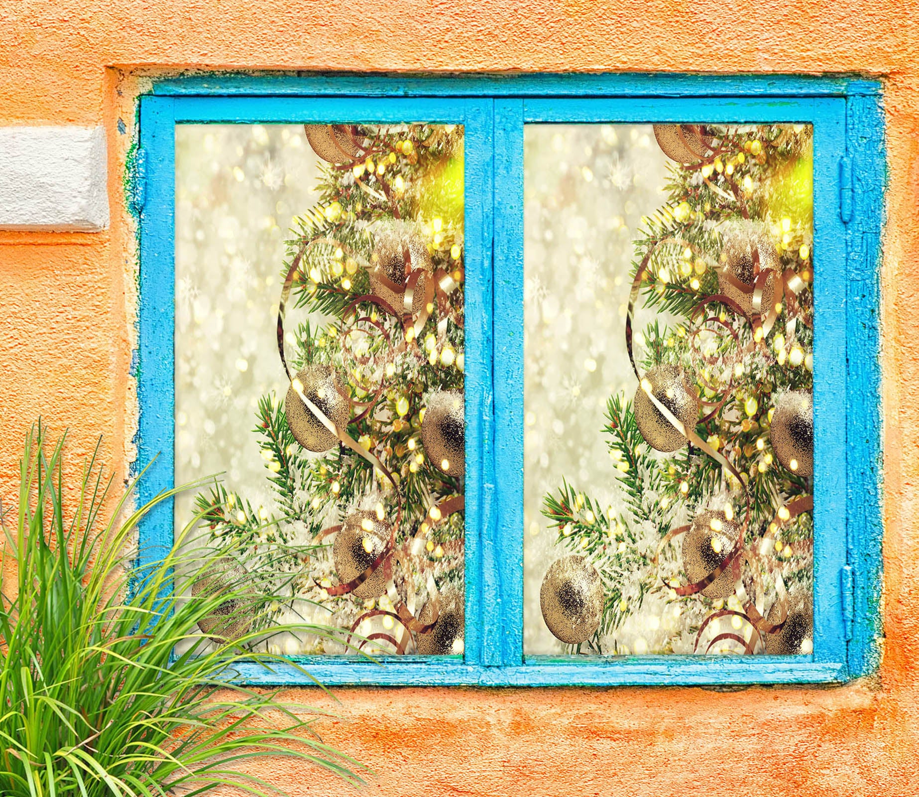 3D Golden Ball 1009 Christmas Window Film Print Sticker Cling Stained Glass Xmas