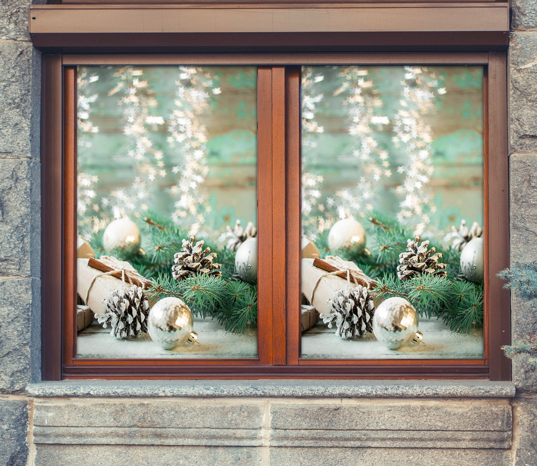 3D White Ball 1006 Christmas Window Film Print Sticker Cling Stained Glass Xmas