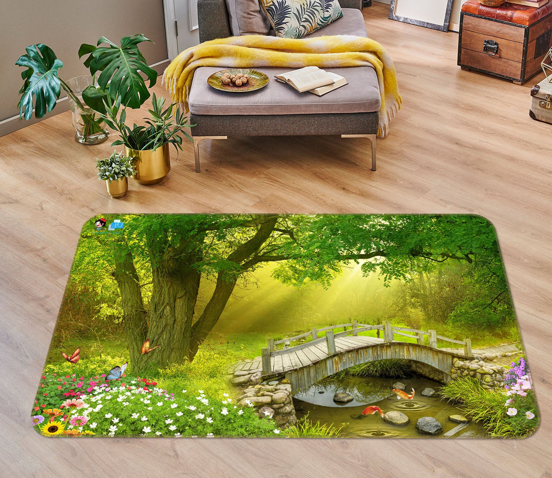 3D Tree Bridge 3048 Rug Non Slip Rug Mat