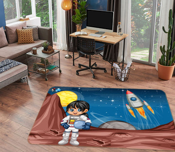 3D Rocket Planet 3031 Rug Non Slip Rug Mat