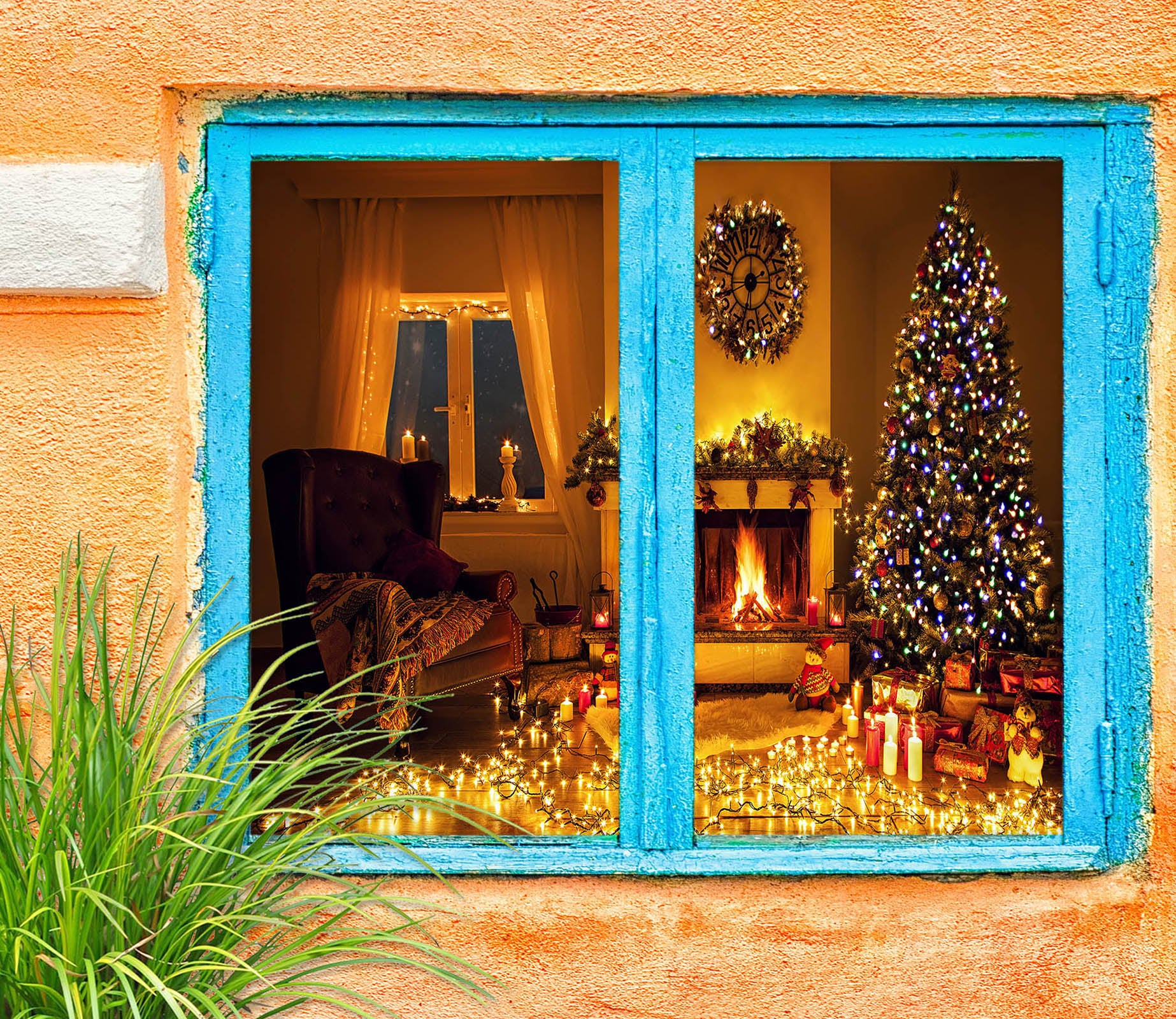 3D Gift Tree 1016 Christmas Window Film Print Sticker Cling Stained Glass Xmas