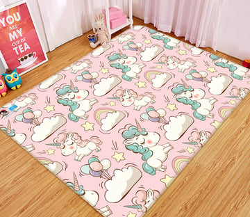 3D Unicorn Rainbow 3010 Rug Non Slip Rug Mat