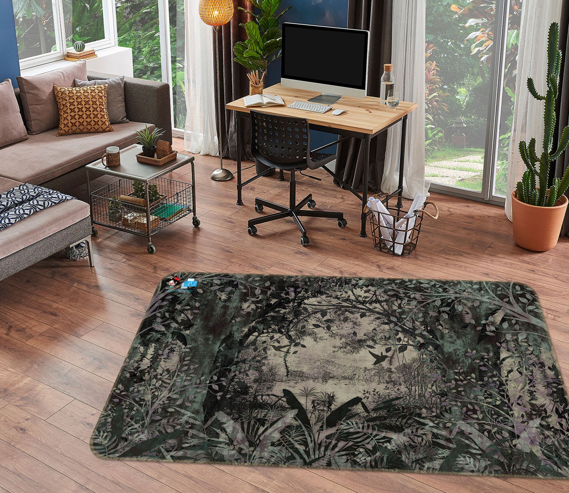 3D Tree Bird 3051 Rug Non Slip Rug Mat