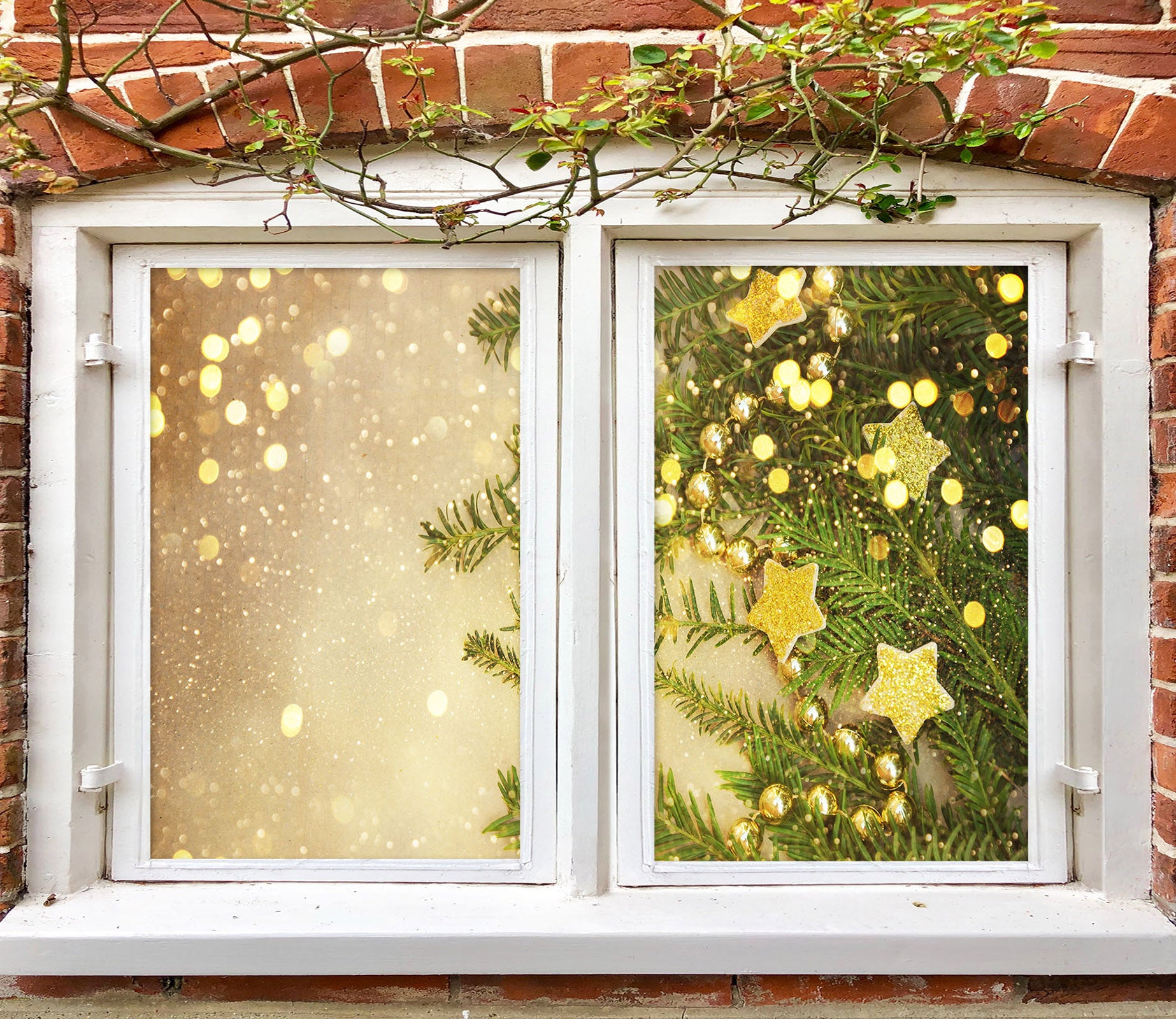 3D Star Neon Light 1010 Christmas Window Film Print Sticker Cling Stained Glass Xmas