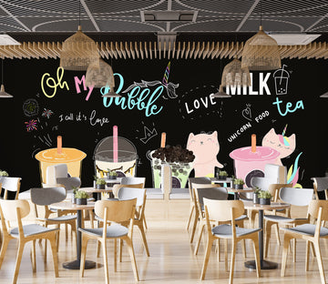 3D Pearl Tea 2054 Fruit Bubble Tea Milk Tea Shop Wall Murals