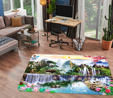 3D Waterfall Scenery 3042 Rug Non Slip Rug Mat