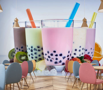 3D Pearl Tea 2038 Fruit Bubble Tea Milk Tea Shop Wall Murals