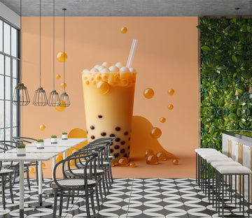 3D Pearl Tea 2103 Fruit Bubble Tea Milk Tea Shop Wall Murals