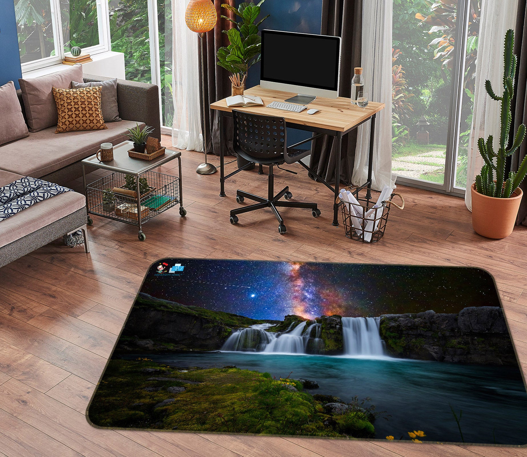 3D Waterfall Lake 3078 Rug Non Slip Rug Mat
