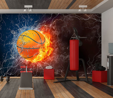 3D Basketball On Fire L228 Wall Murals Wallpaper AJ Wallpaper 