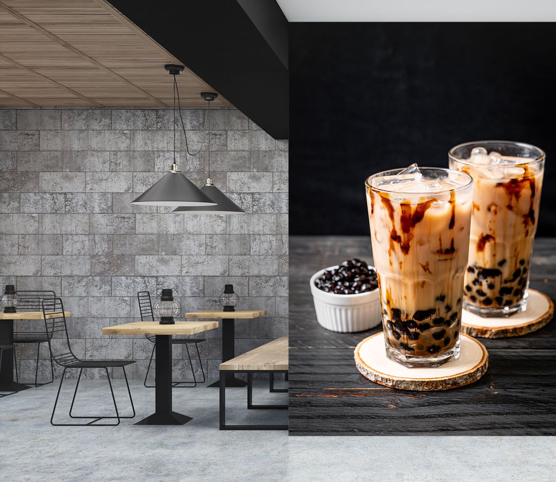 3D Pearl Tea 2108 Fruit Bubble Tea Milk Tea Shop Wall Murals