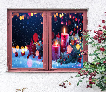 3D Star Candle 1027 Christmas Window Film Print Sticker Cling Stained Glass Xmas