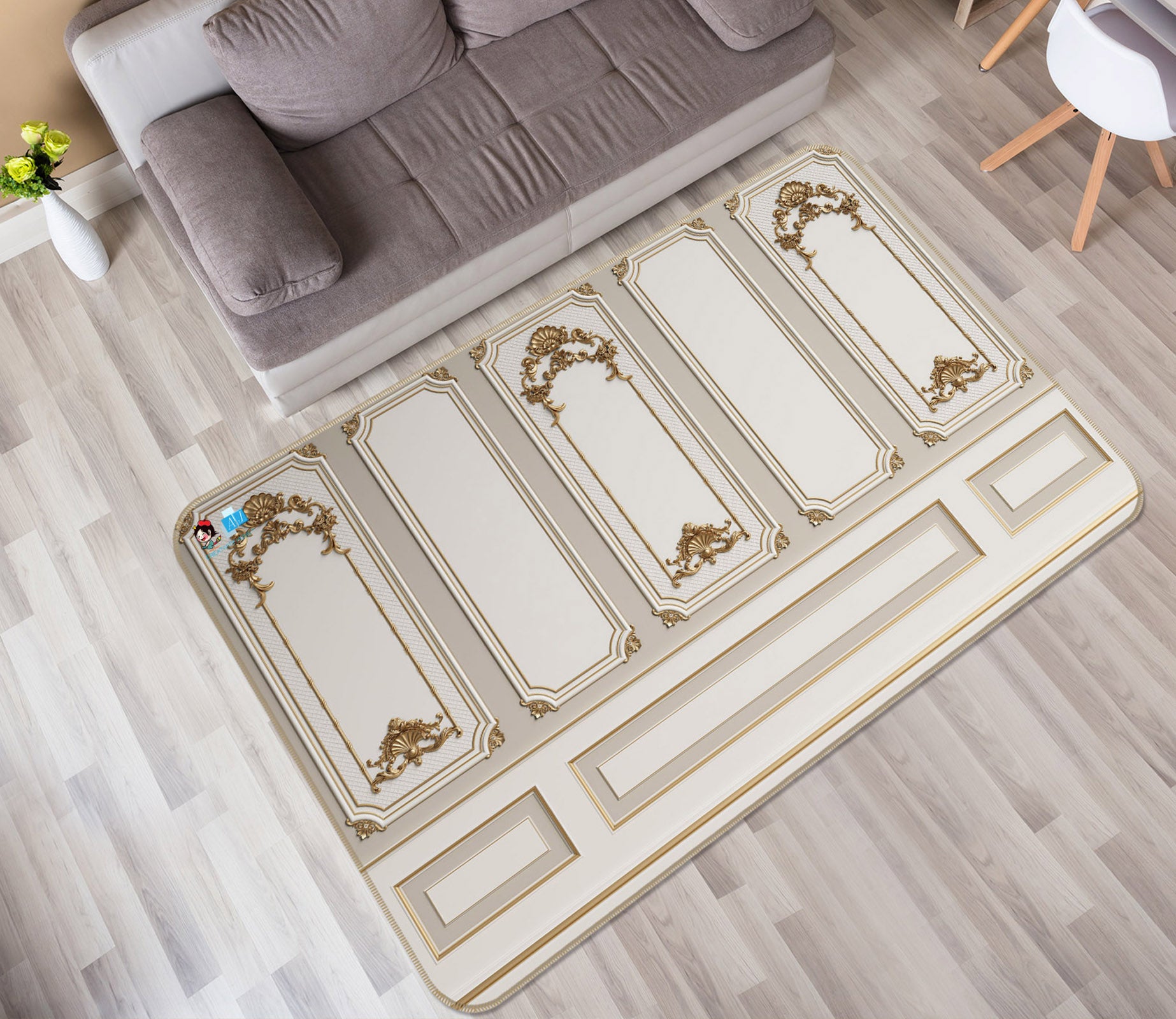 3D Simple Pattern 3015 Rug Non Slip Rug Mat