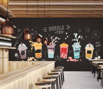 3D Pearl Tea 2066 Fruit Bubble Tea Milk Tea Shop Wall Murals