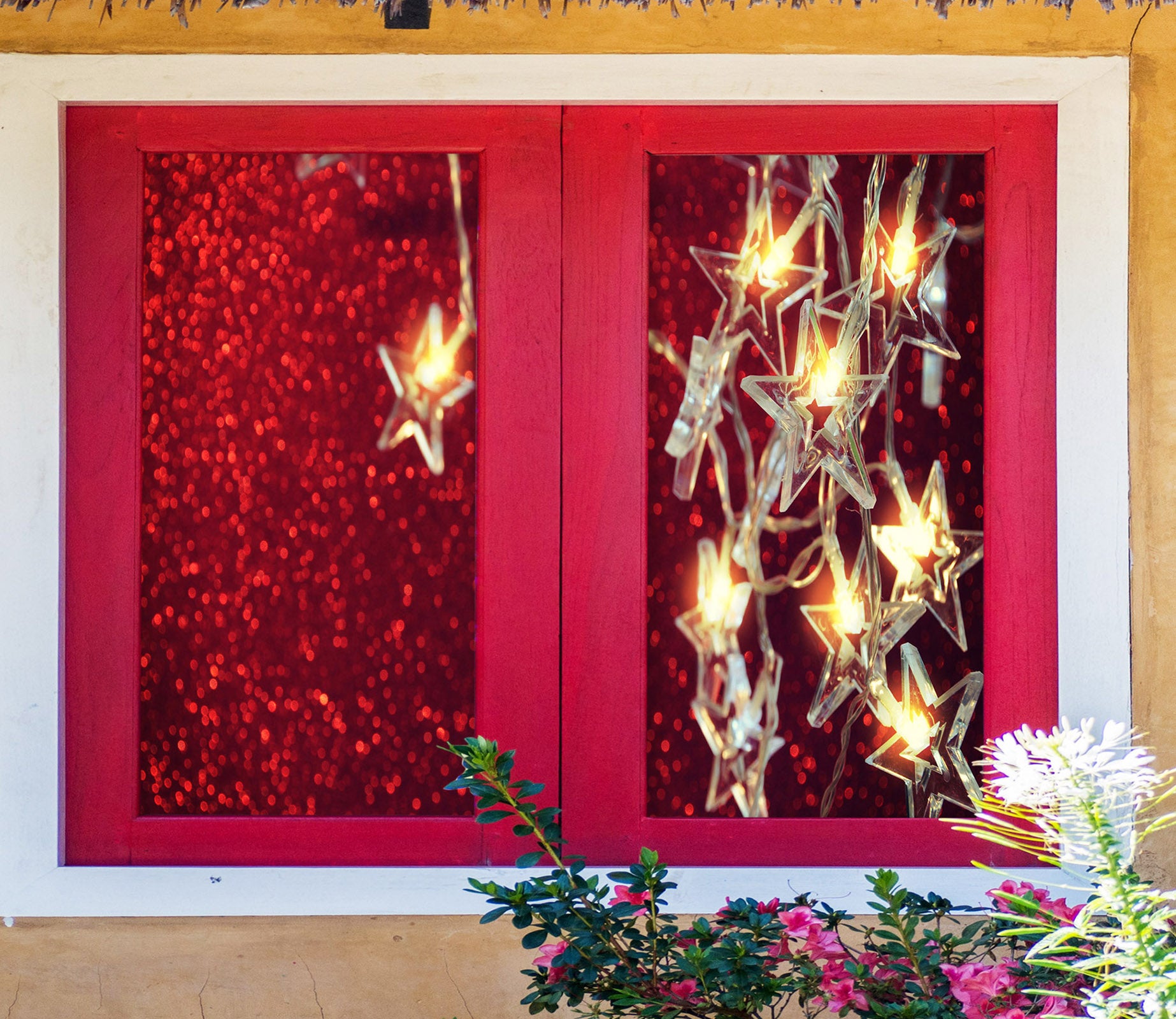 3D Star String Lights 1012 Christmas Window Film Print Sticker Cling Stained Glass Xmas