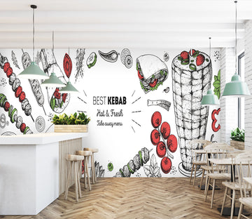 3D Grill Kebab Shop BBQ 332 Wall Mural Wall Murals Commercial