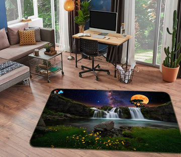 3D Night Waterfall 3080 Rug Non Slip Rug Mat