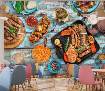 3D Grill Kebab Shop BBQ 311 Wall Mural Wall Murals Commercial