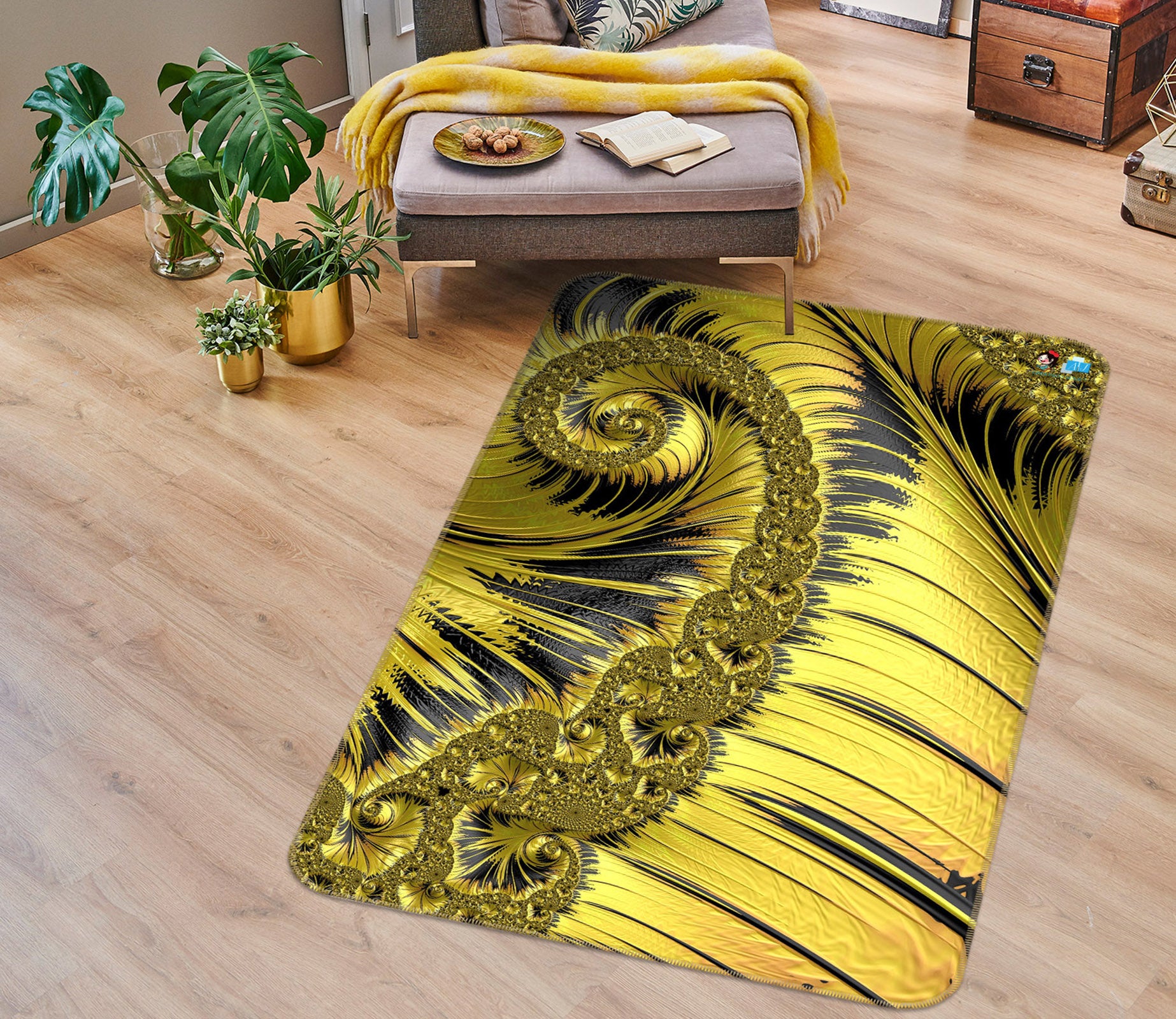 3D Golden Texture 3091 Rug Non Slip Rug Mat