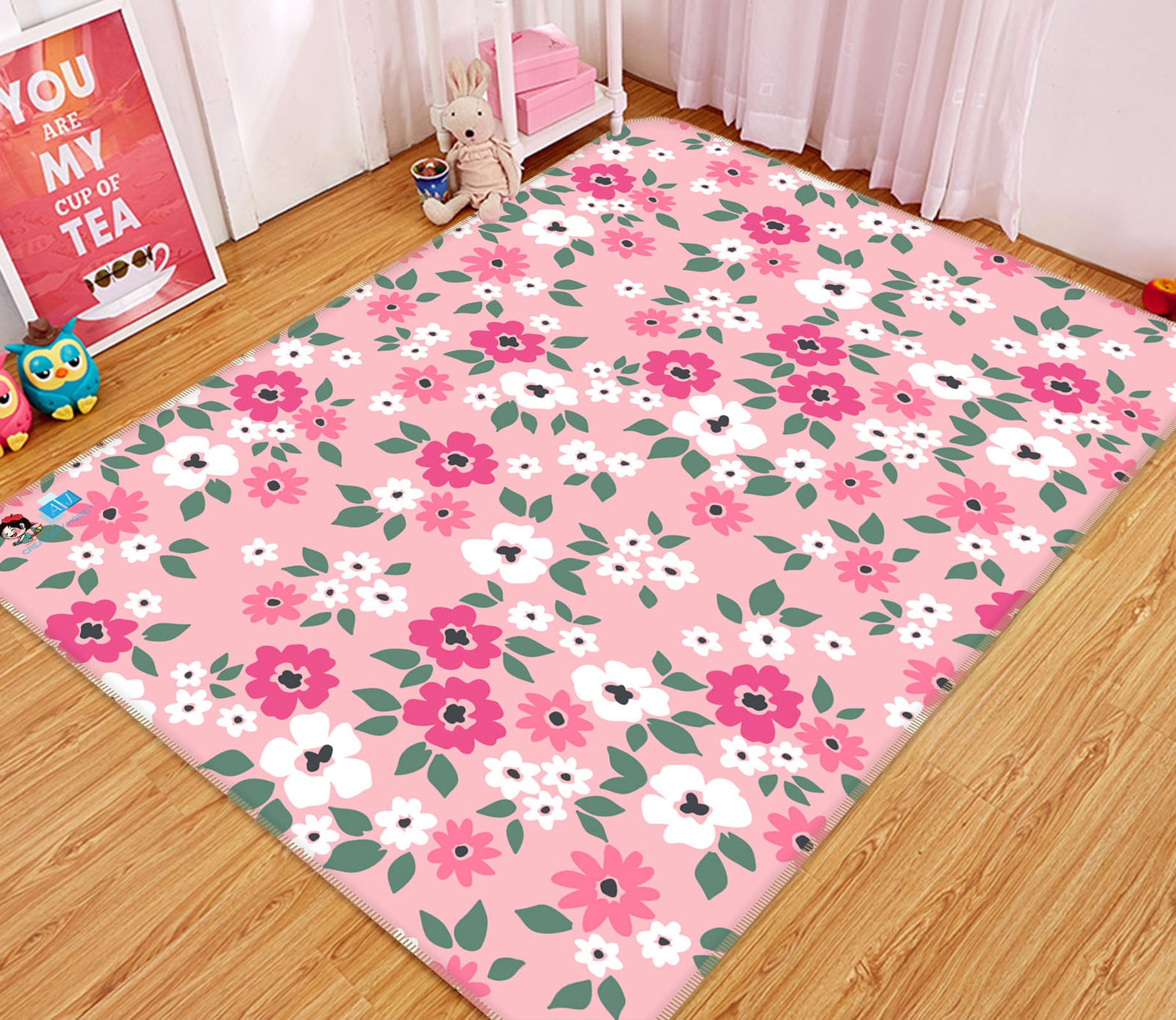 3D Pink Petals 3093 Rug Non Slip Rug Mat