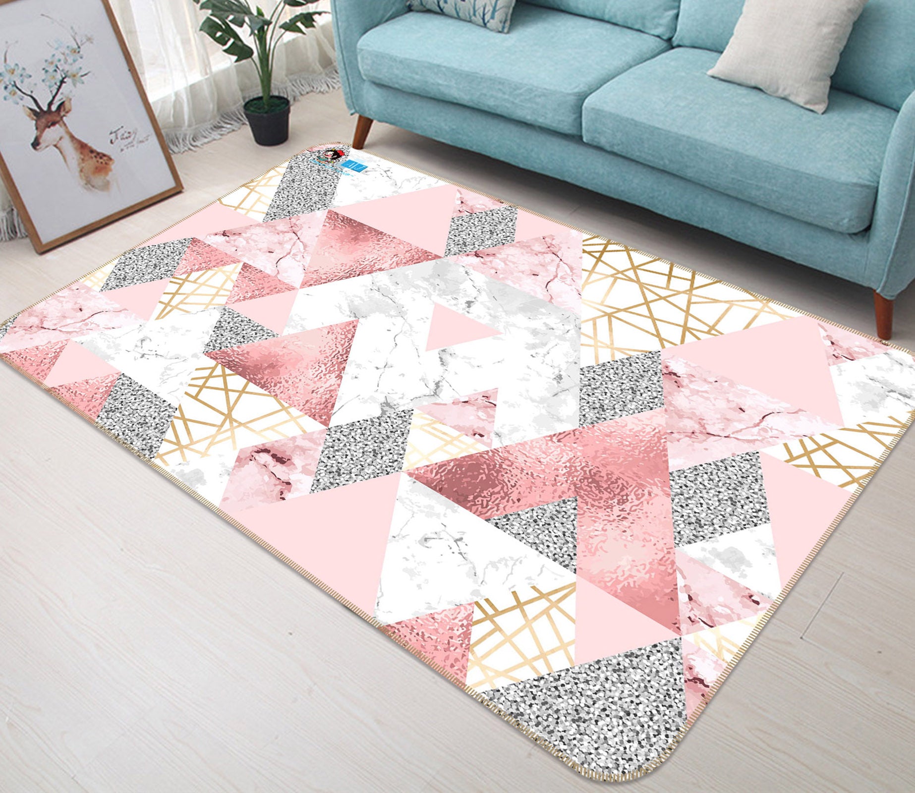 3D Pink Graphics 3018 Rug Non Slip Rug Mat