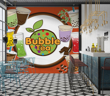 3D Pearl Tea 2045 Fruit Bubble Tea Milk Tea Shop Wall Murals