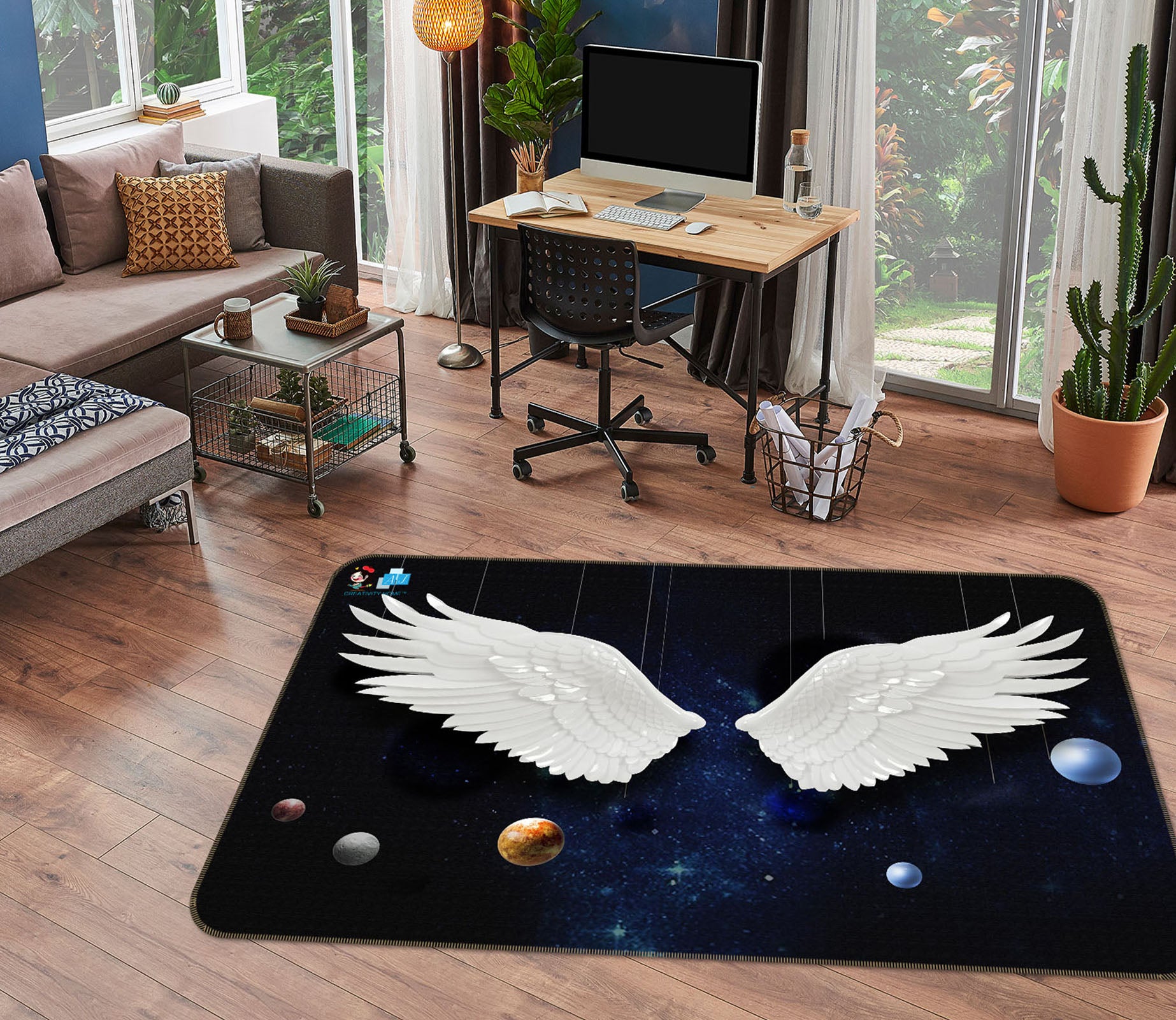 3D Angel Wings 3070 Rug Non Slip Rug Mat