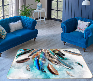 3D Colored Feathers 3045 Rug Non Slip Rug Mat