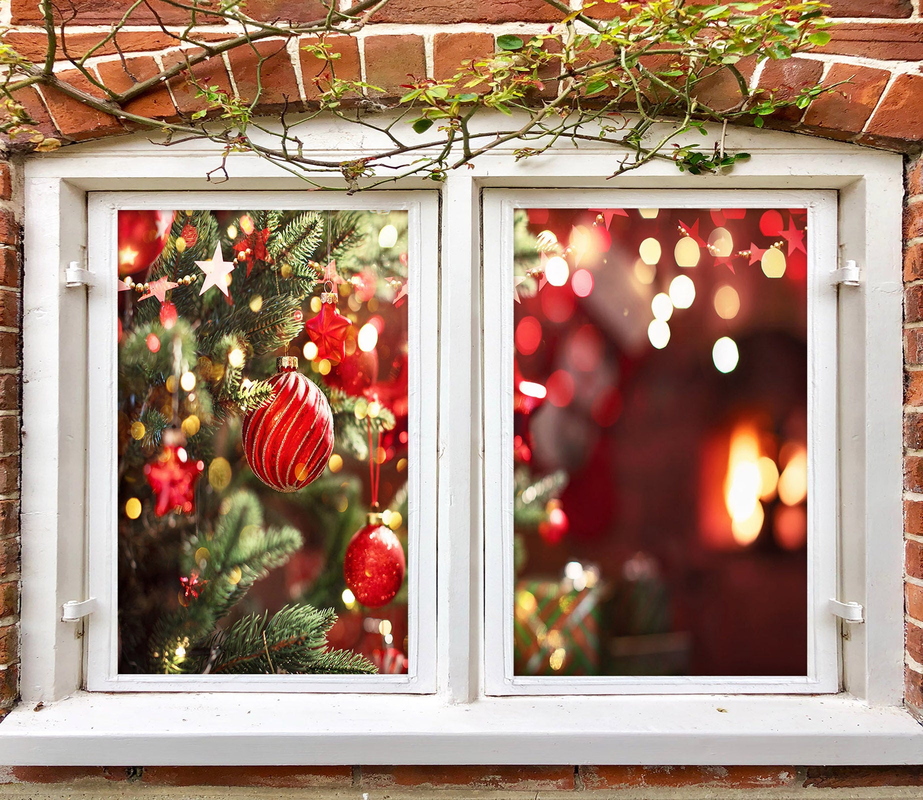 3D Red Ball Light 1031 Christmas Window Film Print Sticker Cling Stained Glass Xmas