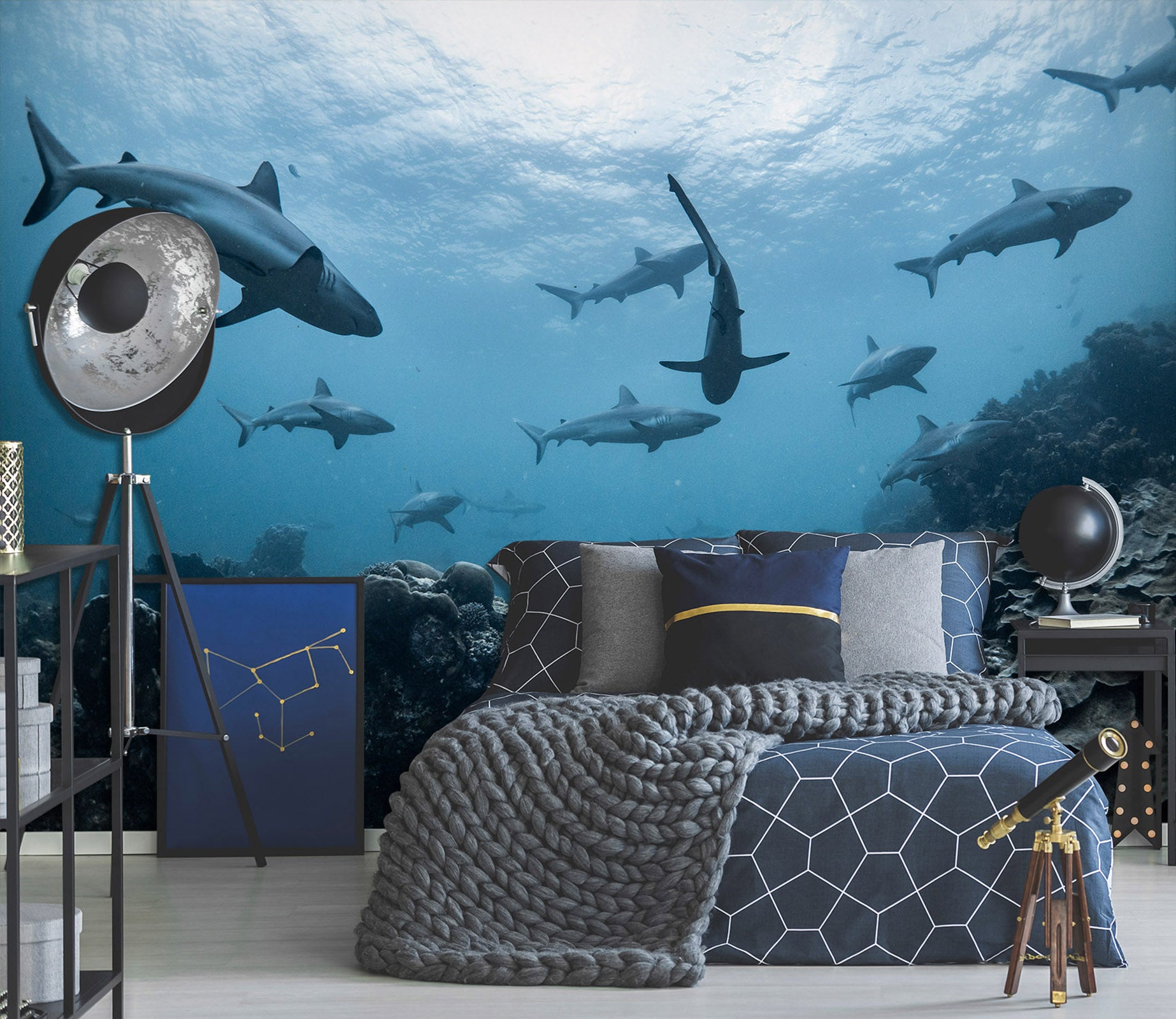 3D Ocean Shark 2067 Wall Mural Wall Murals