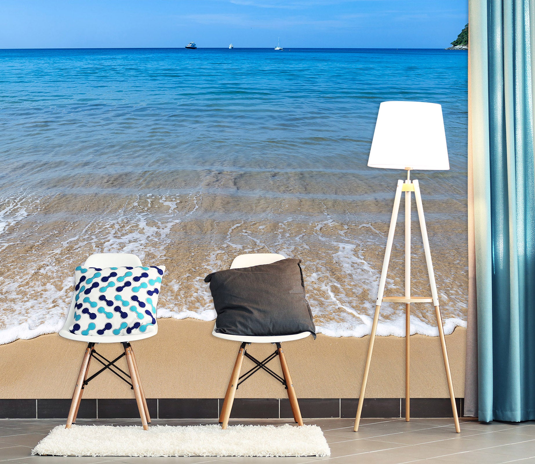 3D Sea Beach 2074 Wall Mural Wall Murals