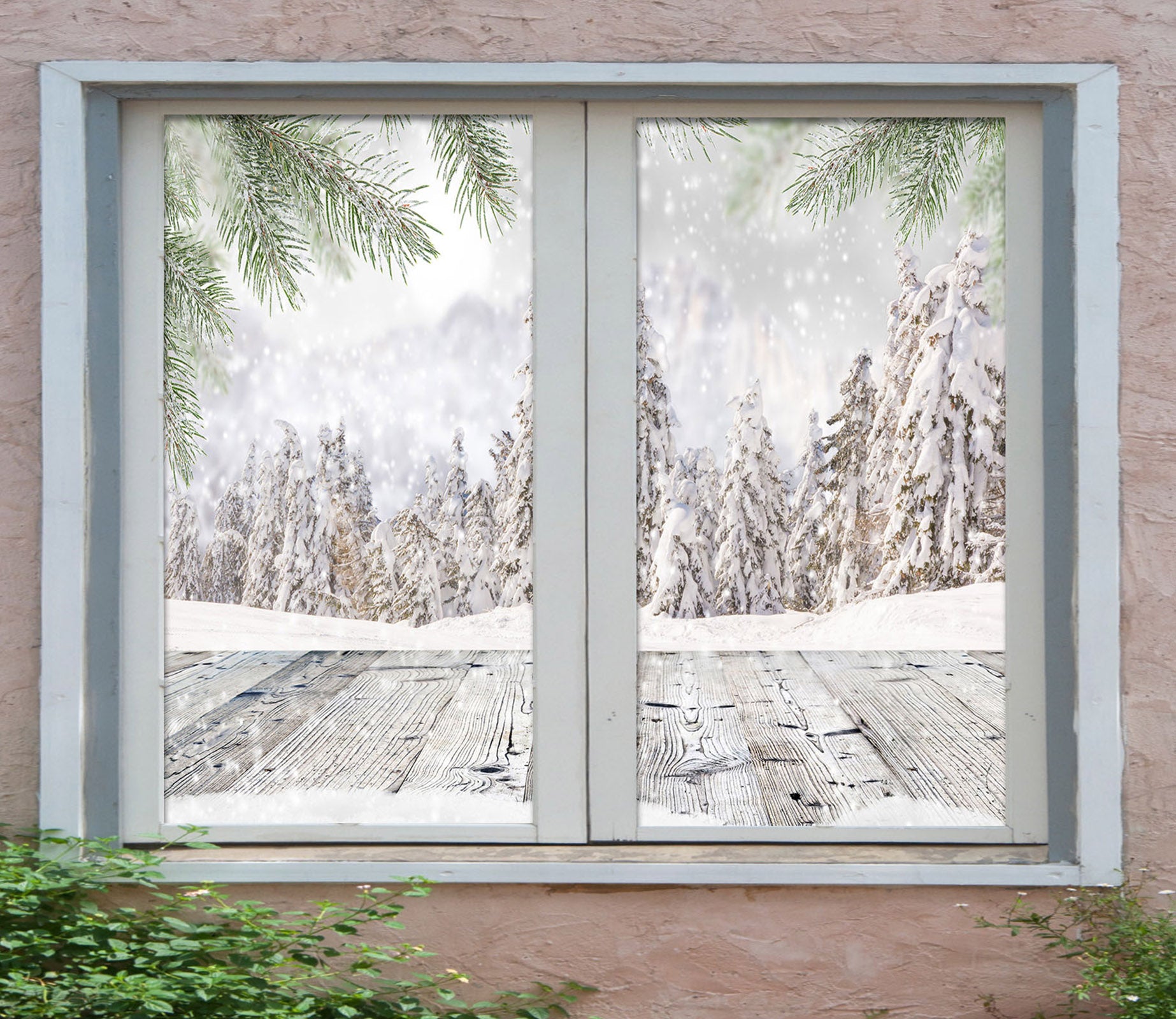 3D Snow Tree 1008 Christmas Window Film Print Sticker Cling Stained Glass Xmas