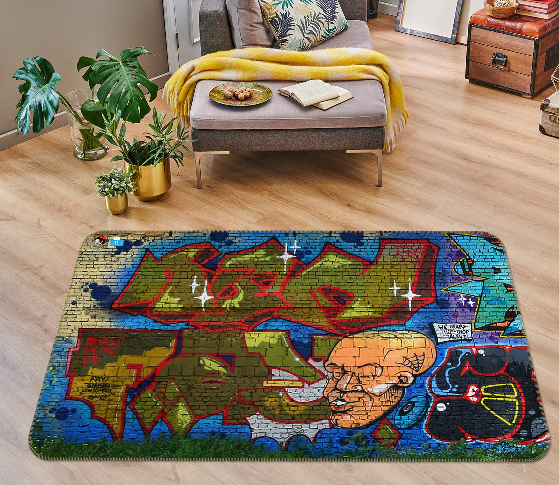 3D Graffiti Letters 3012 Rug Non Slip Rug Mat