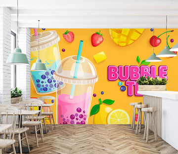 3D Pearl Tea 2068 Fruit Bubble Tea Milk Tea Shop Wall Murals