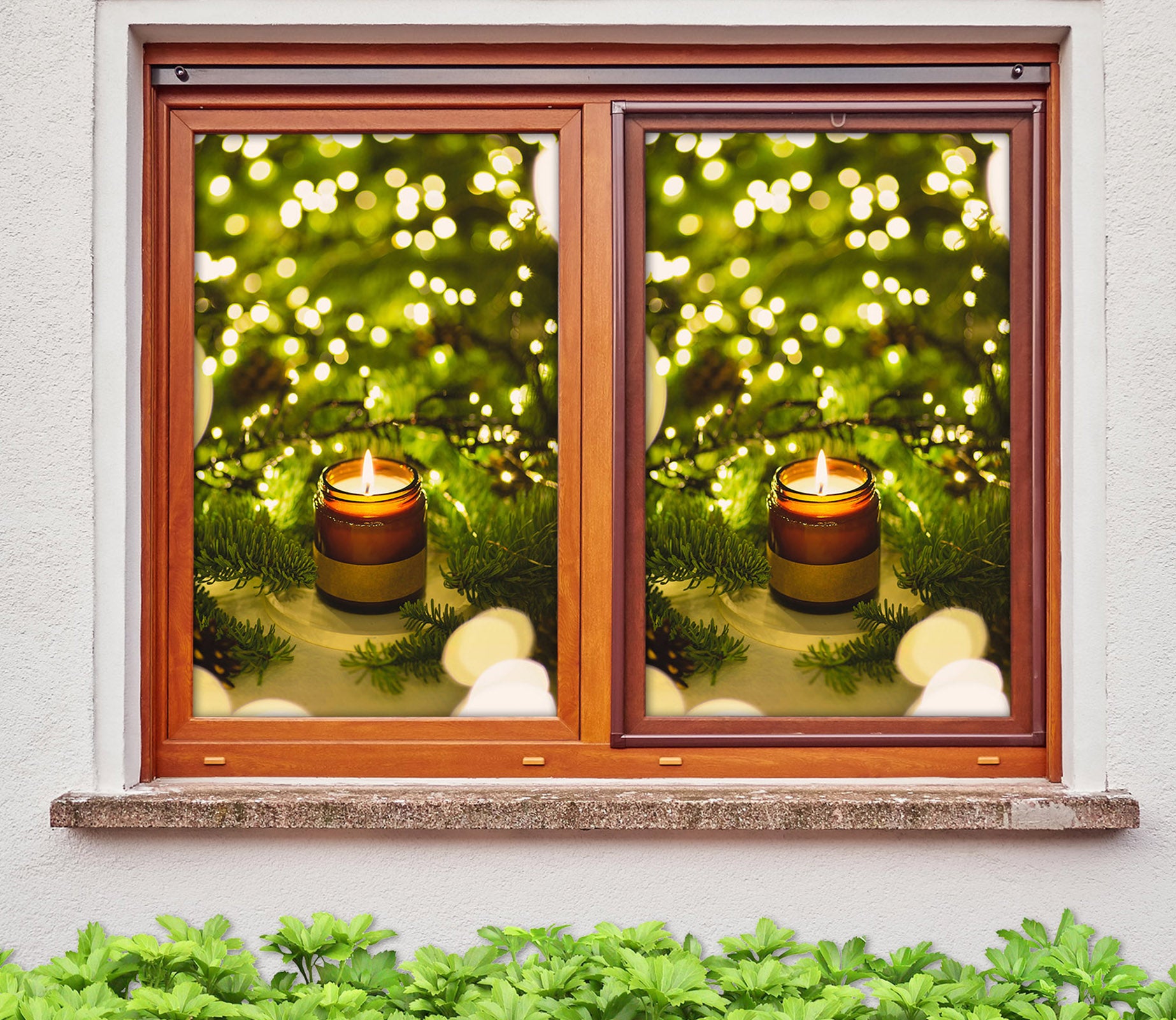 3D Cute Candle 1046 Christmas Window Film Print Sticker Cling Stained Glass Xmas