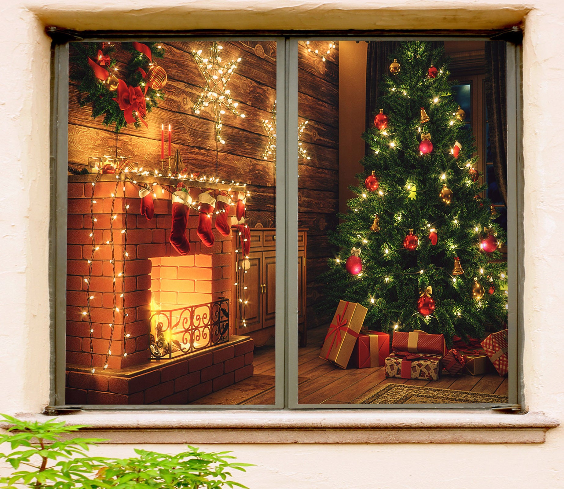 3D Star Light Socks 1032 Christmas Window Film Print Sticker Cling Stained Glass Xmas